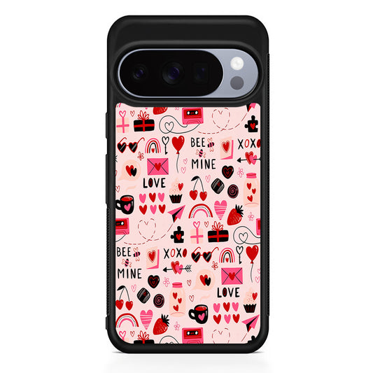 Valentine’s Day Love Pattern Google Pixel 10 Pro Case | Slim Google Pixel 10 Pro Rubber Case