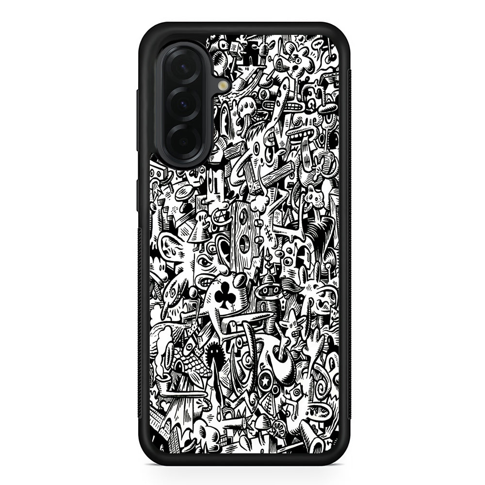 Graffiti Doodle Monokrom Samsung Galaxy A36 Case | Protective Rubber Cover
