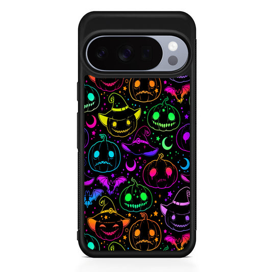Halloween Pumpkins and Flying Bats Google Pixel 10 Pro Case | Slim Google Pixel 10 Pro Rubber Case