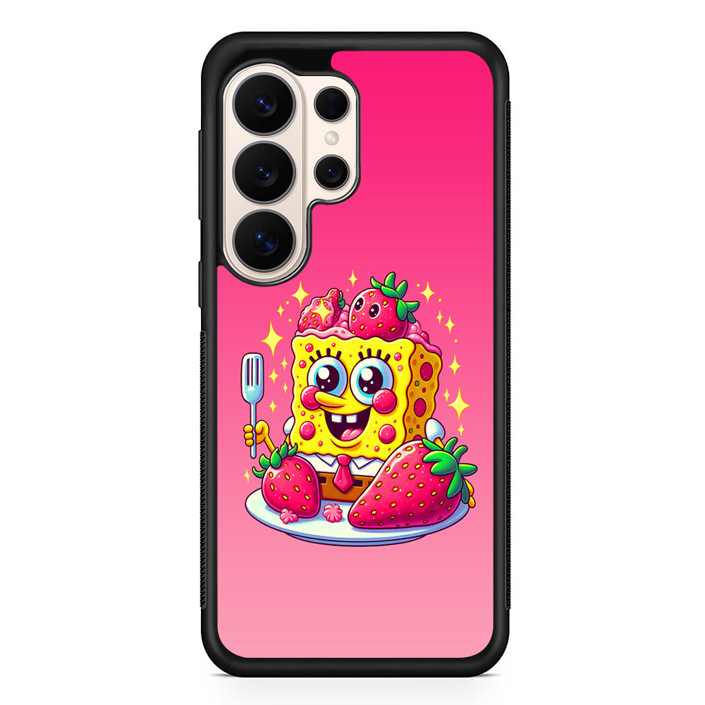 SpongeBob Eating Strawberry Samsung Galaxy S26 Ultra Case | Slim Protective Case for Samsung Galaxy S26 Ultra
