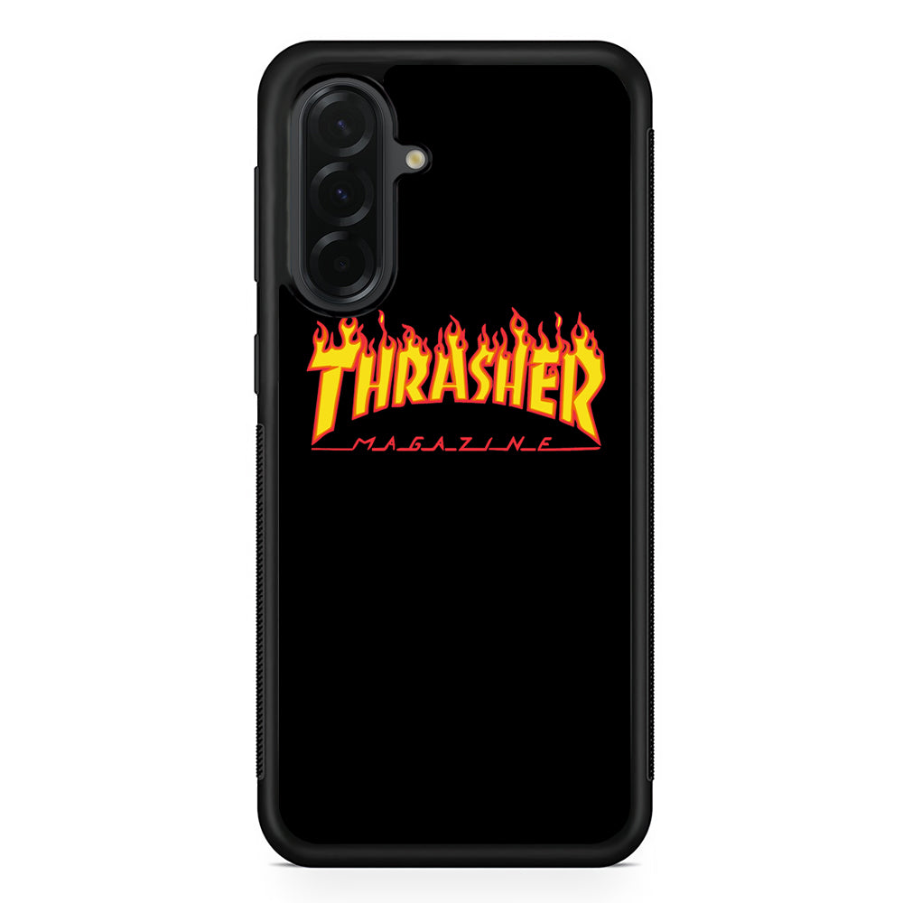 Thrasher Magazine Black Simple Fire Samsung Galaxy A36 Case | Durable Samsung Galaxy A36 Cover