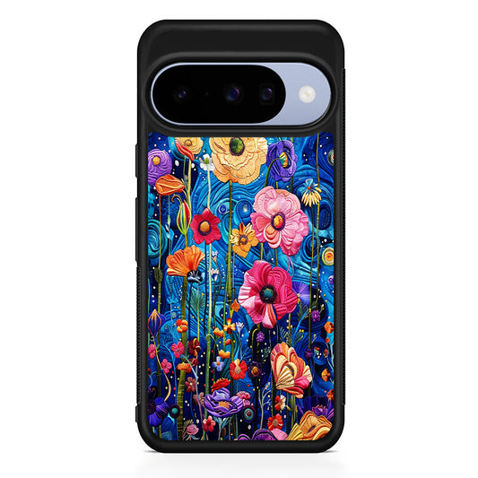 Painting of Flowers with a Blue Sky Google Pixel 10 Case | Google Pixel 10 Rubber Protective Case