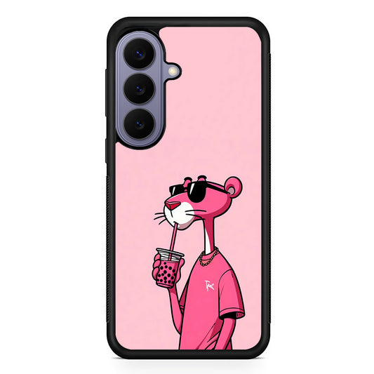 Pink Panther Drinks Bubble Tea Samsung Galaxy S26 Case | Durable Rubber Case for Samsung Galaxy S26