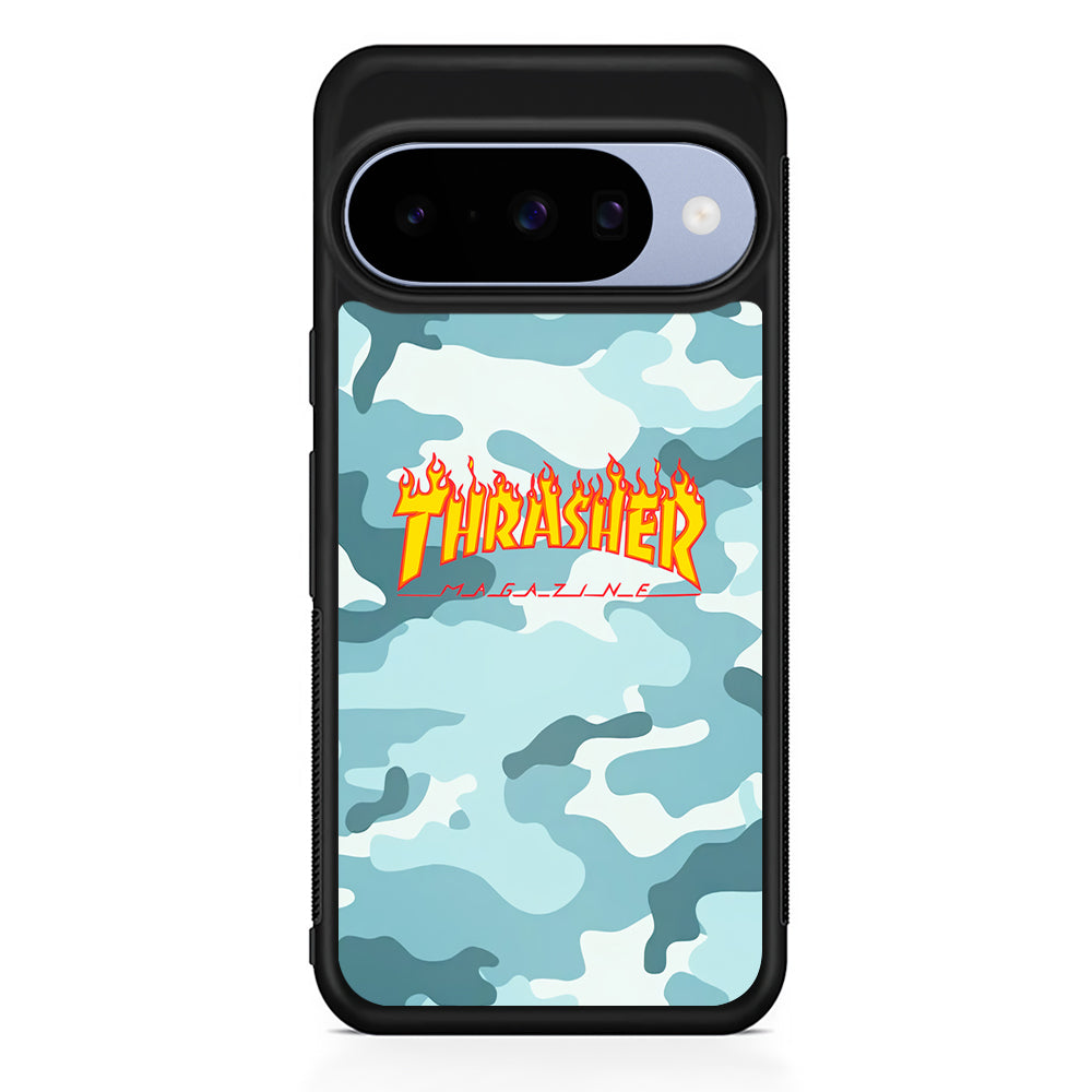 Thrasher Camo Light Blue Google Pixel 10 Case | Google Pixel 10 Rubber Protective Case