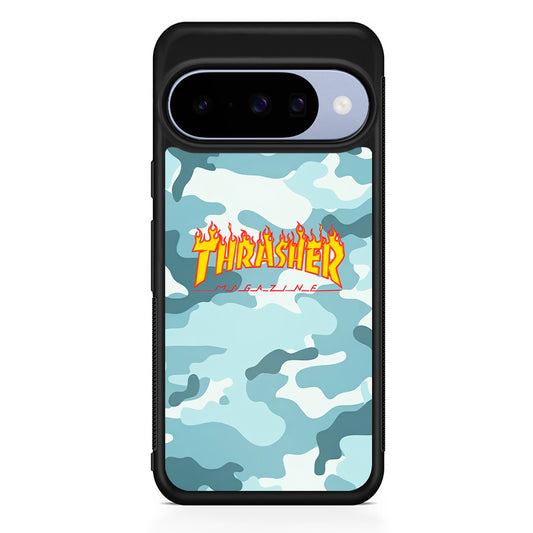 Thrasher Camo Light Blue Google Pixel 10 Case | Google Pixel 10 Rubber Protective Case