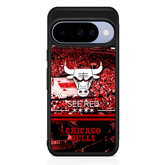 NBA Chicago Bulls See Red Google Pixel 10 Case | Google Pixel 10 Rubber Protective Case