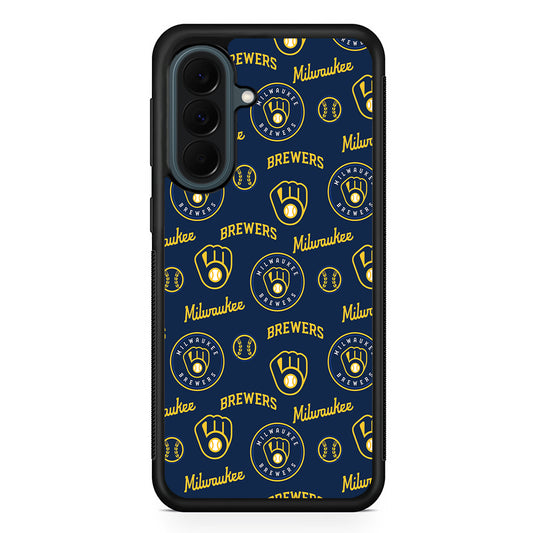 MLB Milwaukee Brewers Pattern Samsung Galaxy A37 Case | Samsung Galaxy A37 Rubber Phone Case