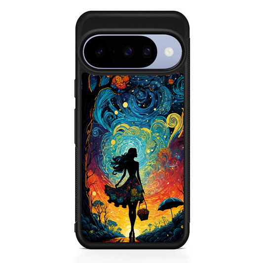 The Girl with The Moon Google Pixel 10 Case | Google Pixel 10 Rubber Protective Case