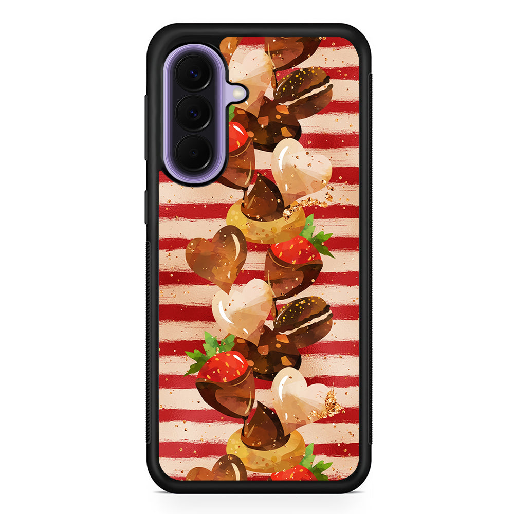 Strawberry in Chocolate and Cookie Samsung Galaxy A57 Case | Slim Samsung Galaxy A57 Rubber Case