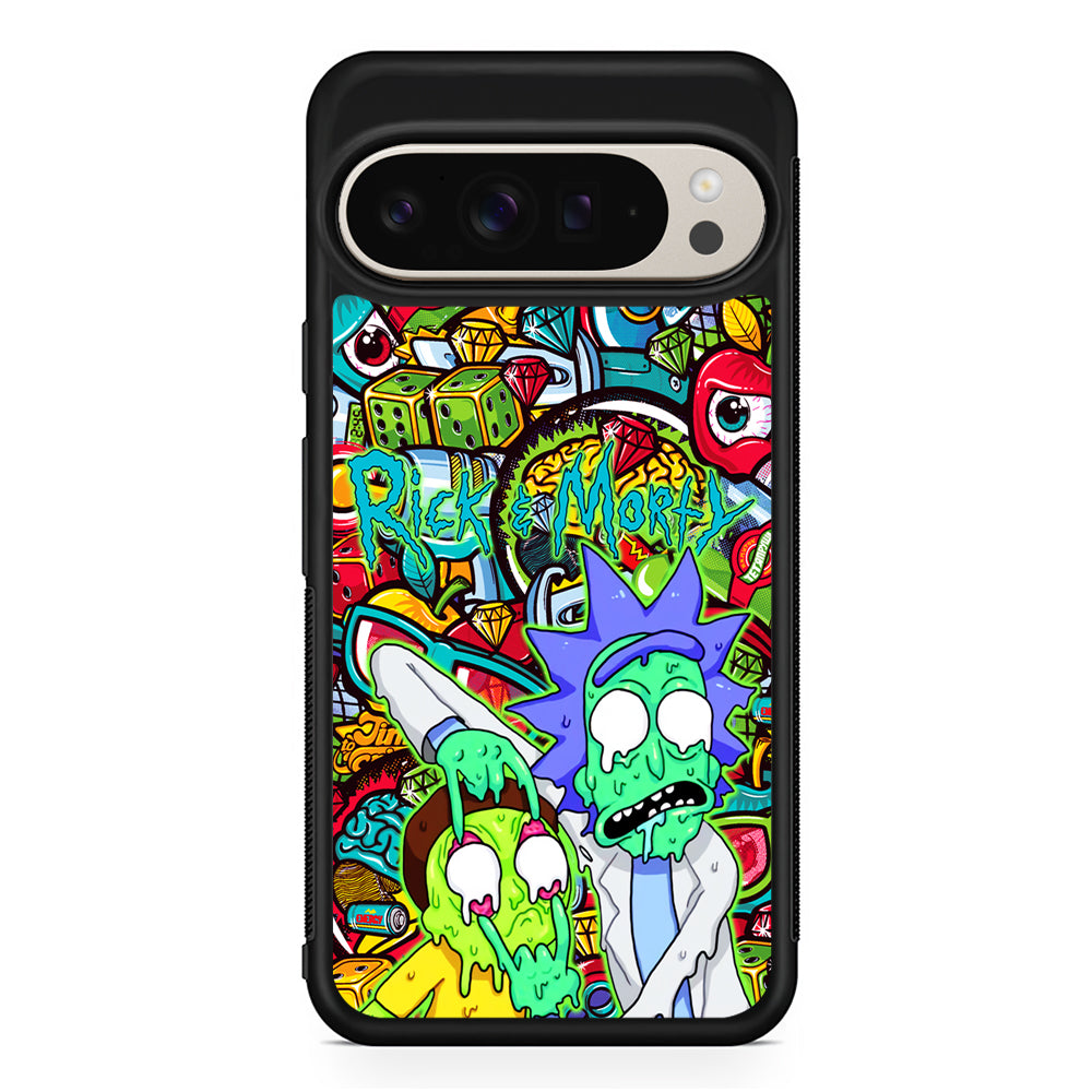 Rick and Morty Melt in Doodle Google Pixel 9 Pro Case | Slim Protective Cover