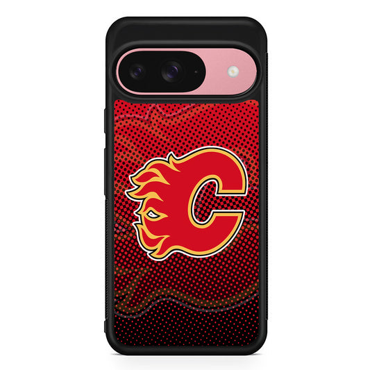 NHL Calgary Flames Dot Google Pixel 9 Case | Google Pixel 9 Protective Rubber Case