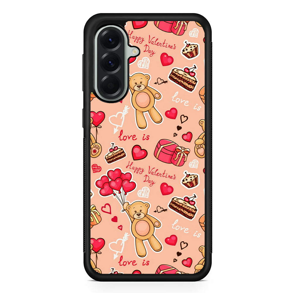 Valentine’s Day with Teddy Bears Samsung Galaxy A56 Case | Samsung Galaxy A56 Protective Rubber Case