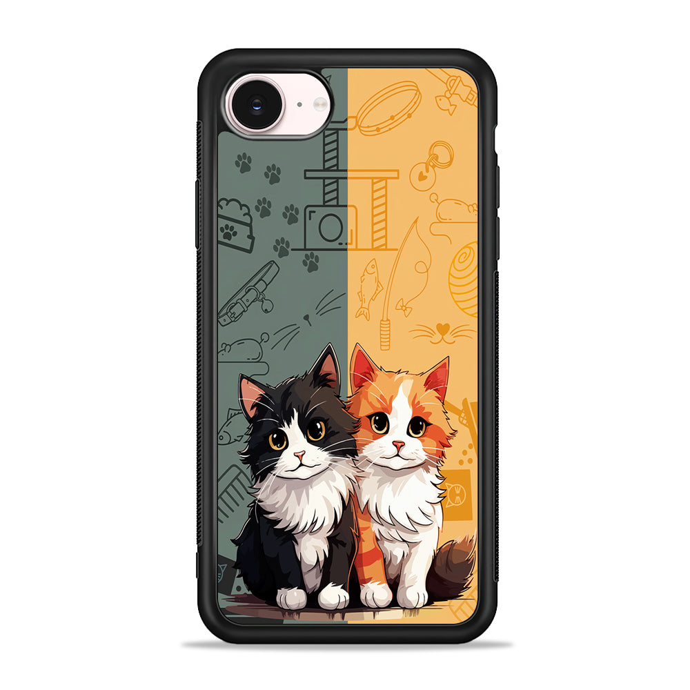 Two Cute Cats Kawai iPhone 17e Case - Silicone Case