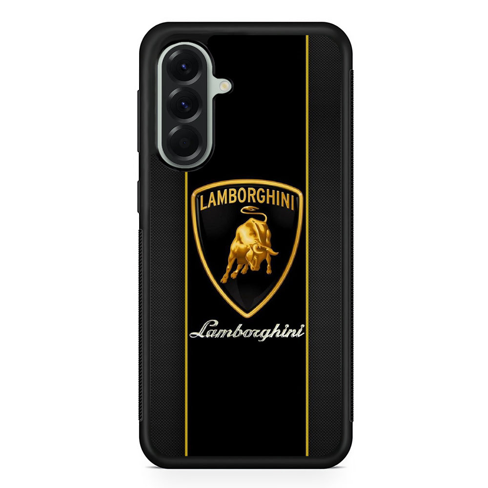 Lamborghini Carbon Stripe Gold Samsung Galaxy A56 Case | Samsung Galaxy A56 Rubber Protective Case