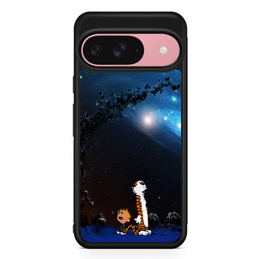 Calvin and Hobbes Galaxy Google Pixel 9 Case | Google Pixel 9 Protective Rubber Case