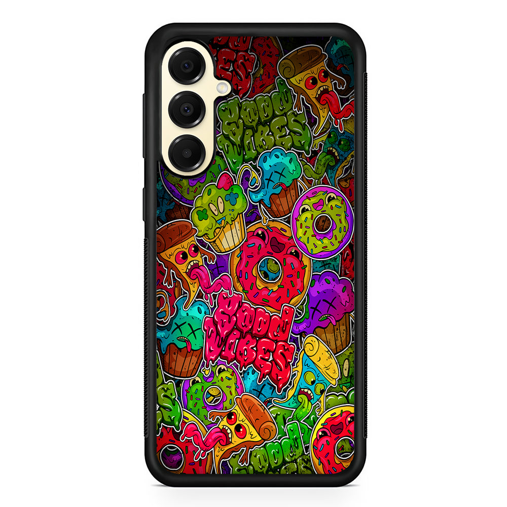 Colorful Scary Food Doodle Samsung Galaxy A16 Case | Slim Rubber Samsung Galaxy A16 Case