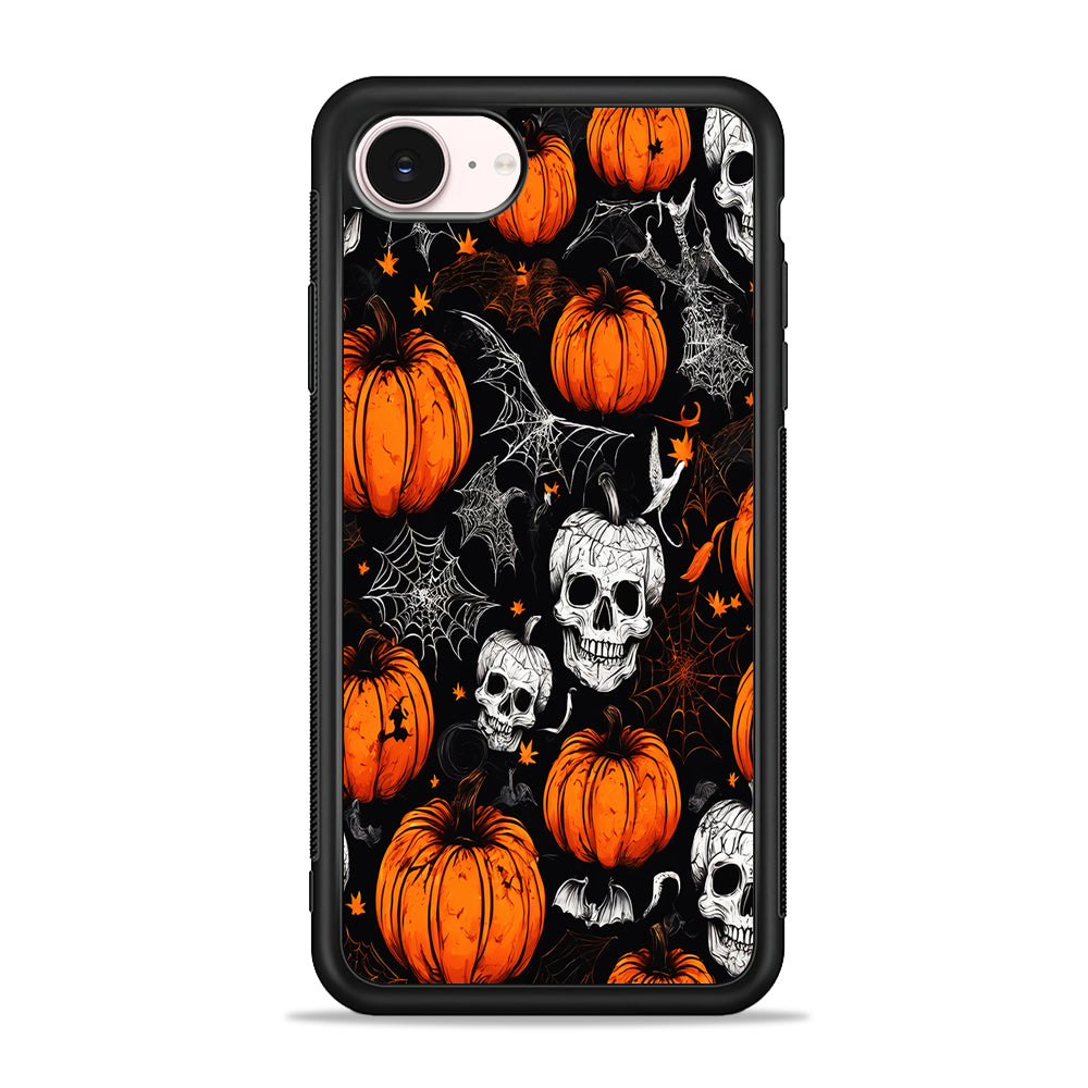 Halloween Skull and Spider Webs iPhone 17e Case - Silicone Case