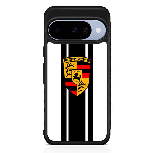 Porsche Stripe White Emblem Google Pixel 10 Case | Google Pixel 10 Rubber Protective Case