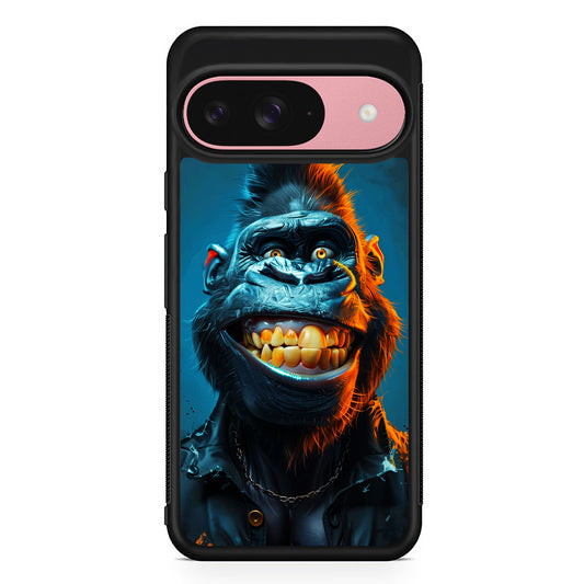Cartoon Gorilla Smiles Wide Google Pixel 9 Case | Google Pixel 9 Protective Rubber Case