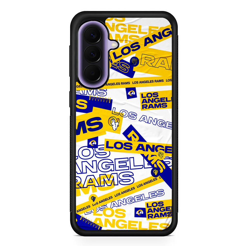 NFL Los Angeles Rams Logo Pattern Samsung Galaxy A57 Case | Slim Samsung Galaxy A57 Rubber Case