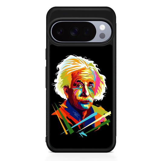 Albert Einstein Pop Art Black Google Pixel 10 Pro Case | Slim Google Pixel 10 Pro Rubber Case