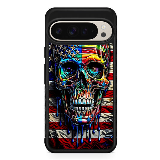 American Flag with Face Skulls Google Pixel 9 Pro Case | Slim Protective Cover