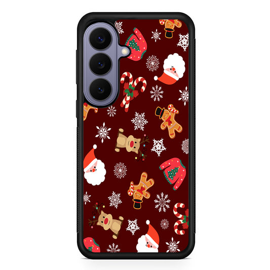 Christmas Ornaments Pattern Maroon Samsung Galaxy S26 Case | Durable Rubber Case for Samsung Galaxy S26
