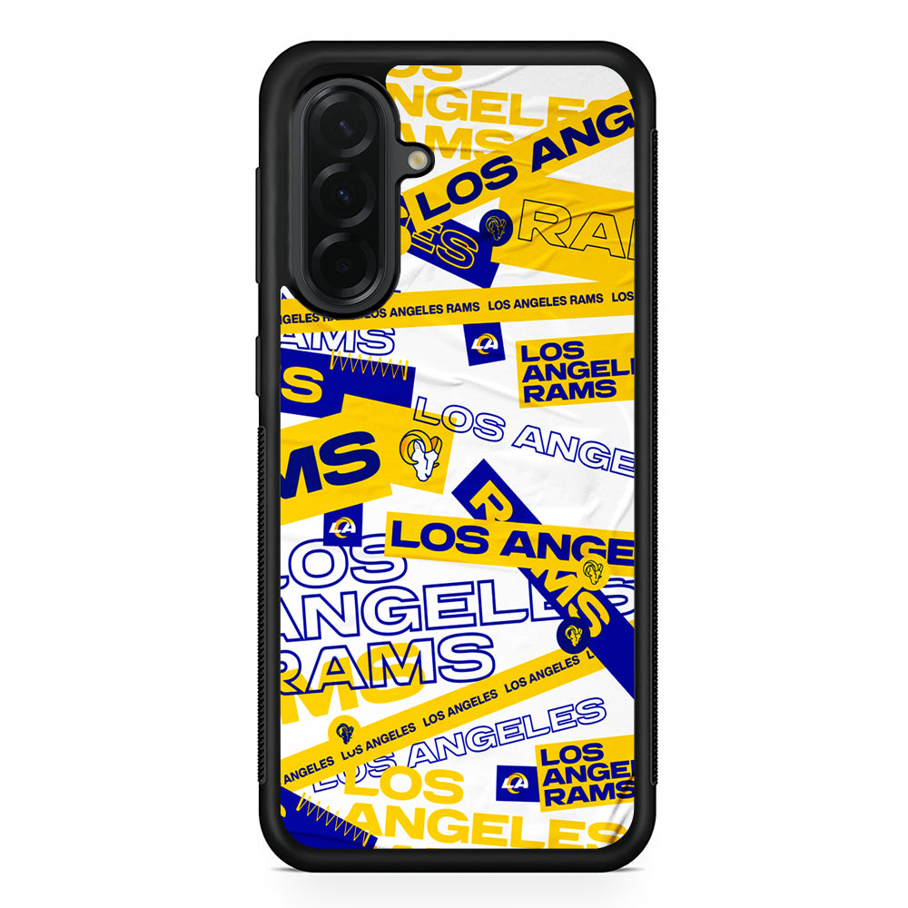 NFL Los Angeles Rams Logo Pattern Samsung Galaxy A36 Case | Protective Rubber Cover