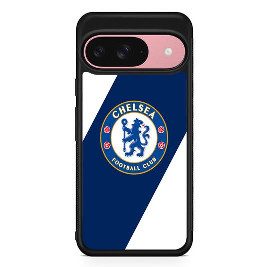 Chelsea FC Stripe Sling Logo Google Pixel 9 Case | Google Pixel 9 Protective Rubber Case