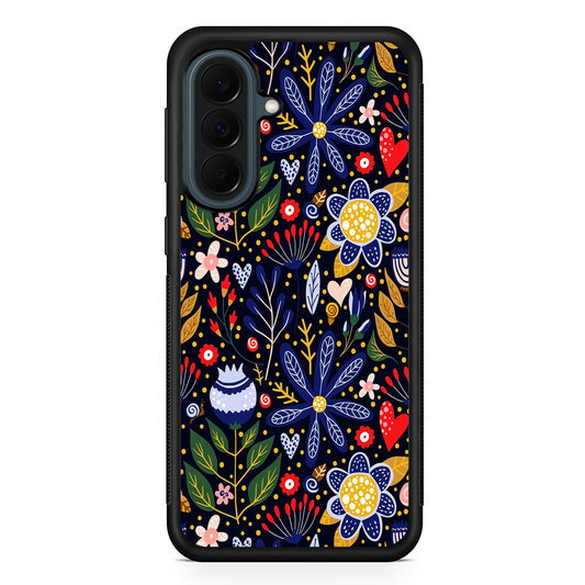 Flowers on a Dark Aesthetic Samsung Galaxy A37 Case | Samsung Galaxy A37 Rubber Phone Case