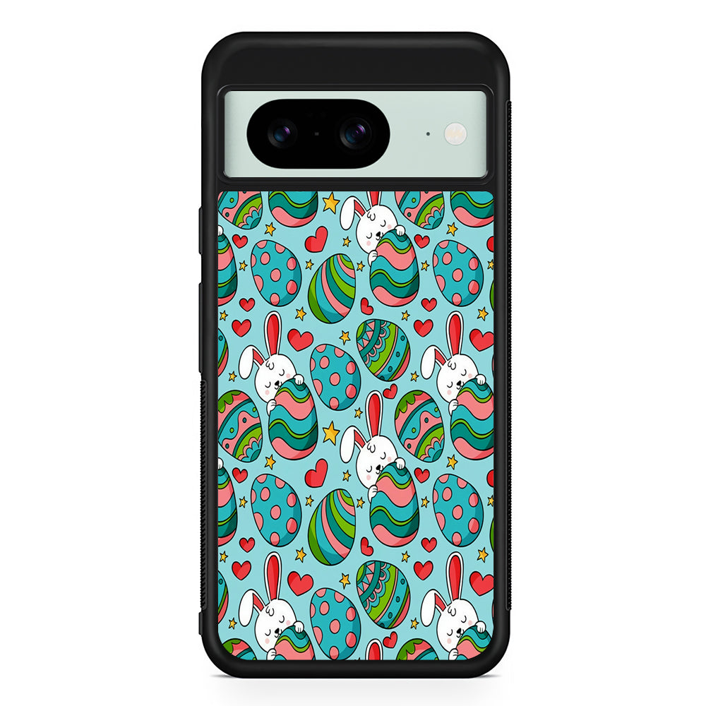 Easter Eggs and Rabbits Pattern Google Pixel 8 Case | Durable Protective Cover for Google Pixel 8