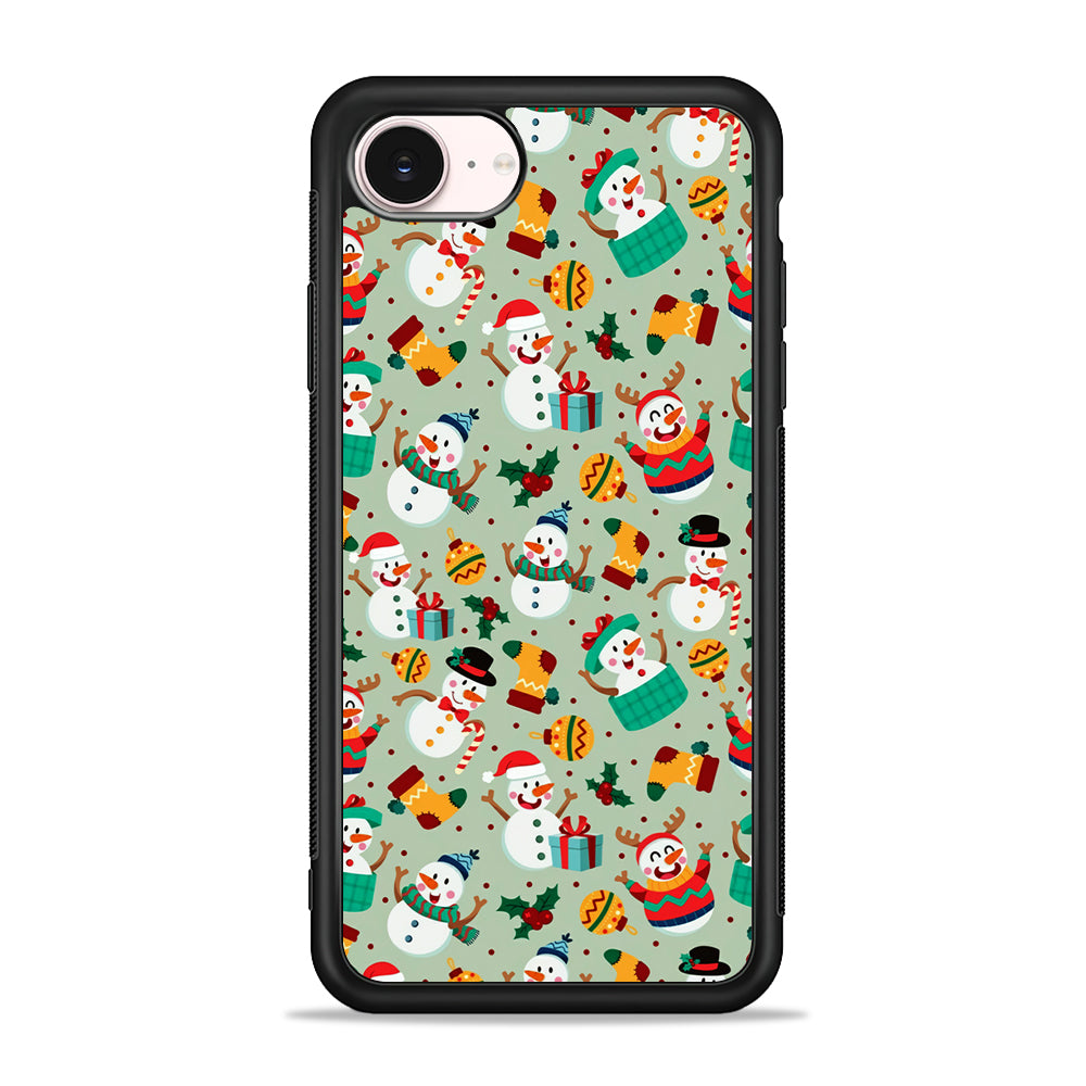 Snowman Cartoon Christmas Pattern iPhone 17e Case - Silicone Case