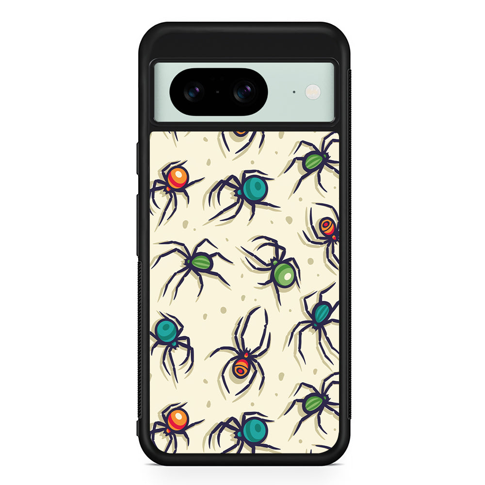 Colorful Spider Collection Google Pixel 8 Case | Durable Protective Cover for Google Pixel 8