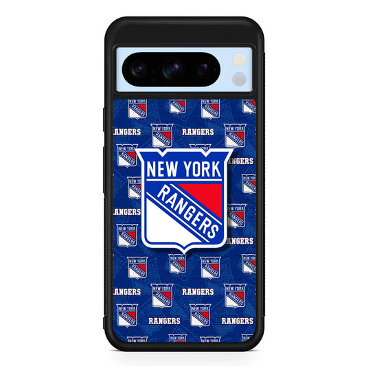 NHL New York Rangers Pattern Google Pixel 8 Pro Case | Slim Rubber Case for Google Pixel 8 Pro