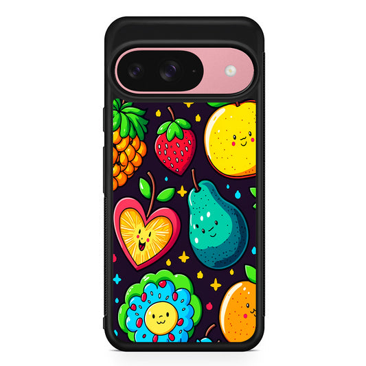 Cute Colorful Fruit Cartoon Google Pixel 9 Case | Google Pixel 9 Protective Rubber Case