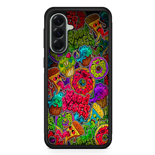 Colorful Scary Food Doodle Samsung Galaxy A56 Case | Samsung Galaxy A56 Protective Rubber Case