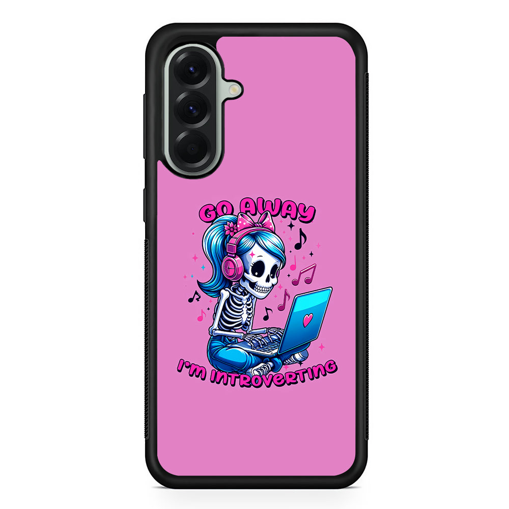 Skeleton Go Away I'm Introverting Samsung Galaxy A56 Case | Samsung Galaxy A56 Protective Rubber Case