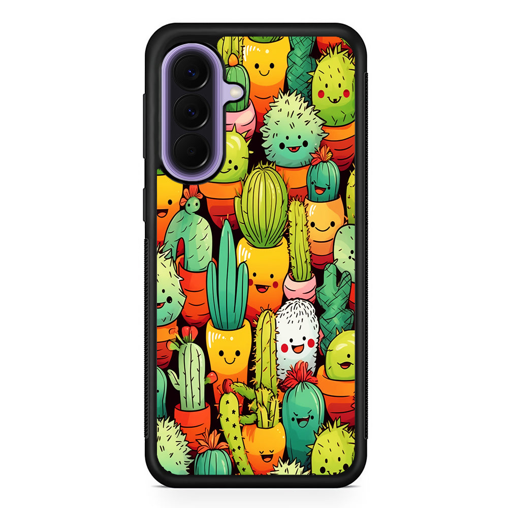 Cactus Cartoon in Pots Samsung Galaxy A57 Case | Slim Samsung Galaxy A57 Rubber Case