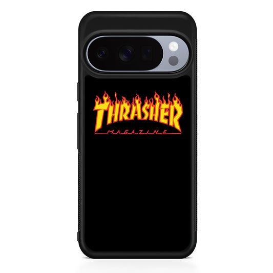 Thrasher Magazine Black Simple Fire Google Pixel 10 Pro Case | Protective Google Pixel 10 Pro Cover