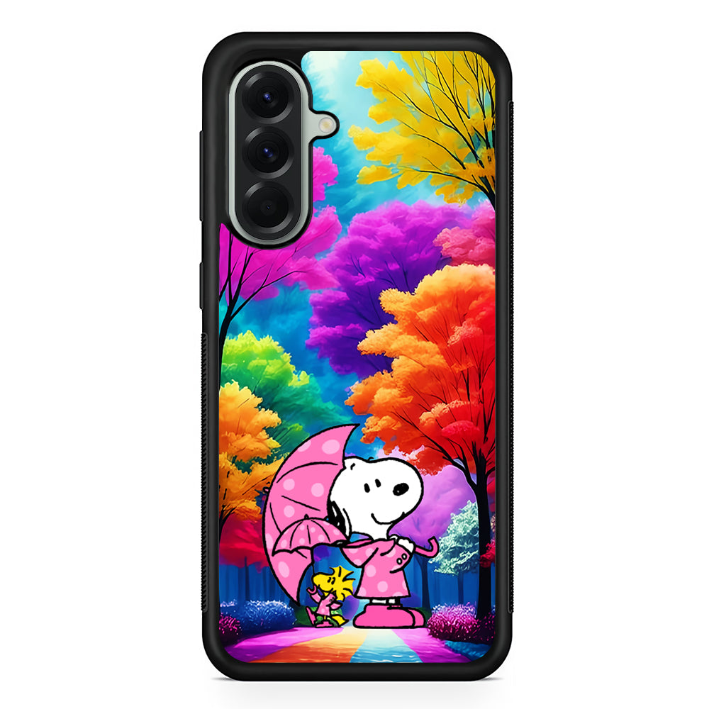 Snoopy and Woodstock in the Forest Samsung Galaxy A56 Case | Samsung Galaxy A56 Protective Rubber Case
