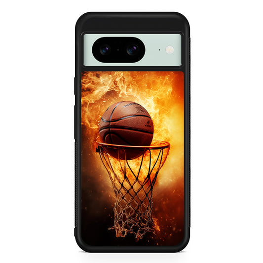 Basketball Ball on Fire Google Pixel 8 Case | Durable Protective Cover for Google Pixel 8