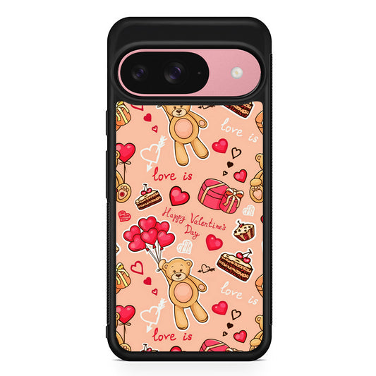 Valentine’s Day with Teddy Bears Google Pixel 9 Case | Google Pixel 9 Protective Rubber Case