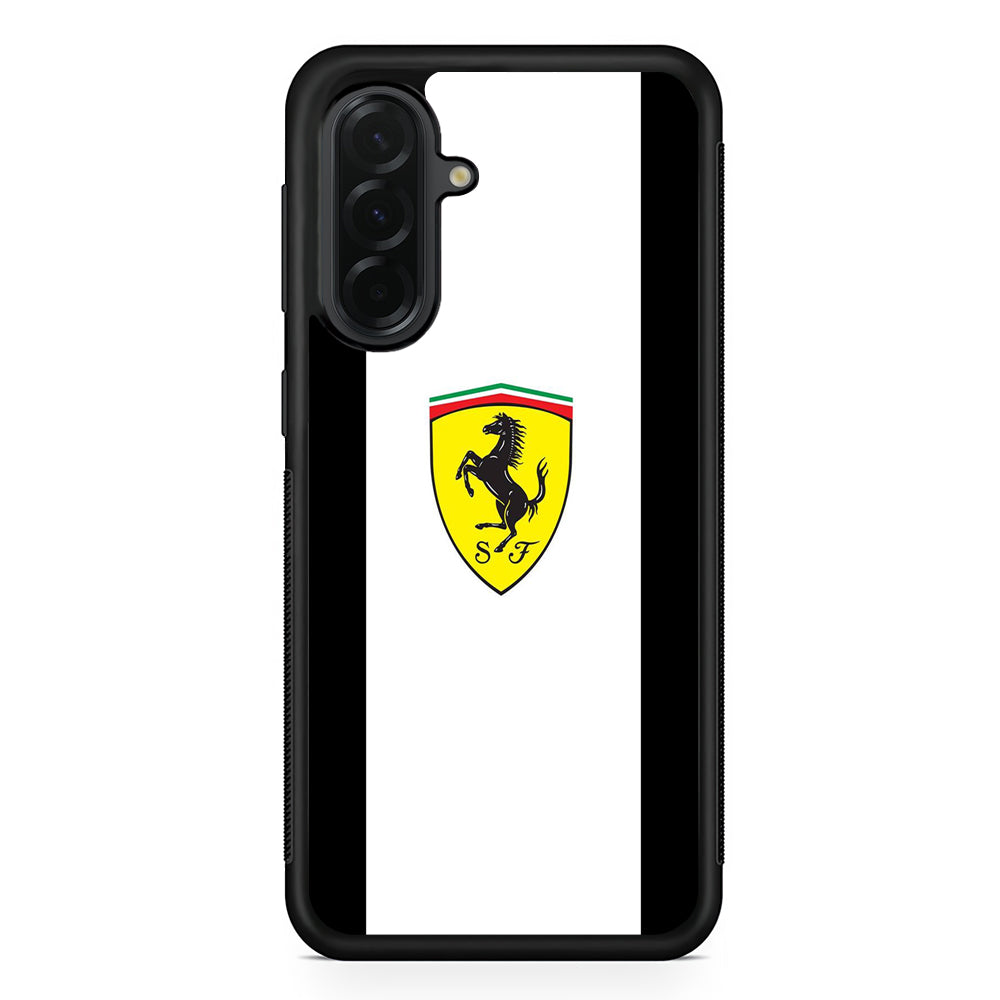 Ferrari White Stripe Emblem Samsung Galaxy A36 Case | Slim Samsung Galaxy A36 Protective Case