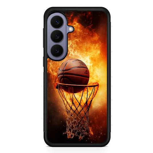 Basketball Ball on Fire Samsung Galaxy S26 Case | Durable Rubber Case for Samsung Galaxy S26