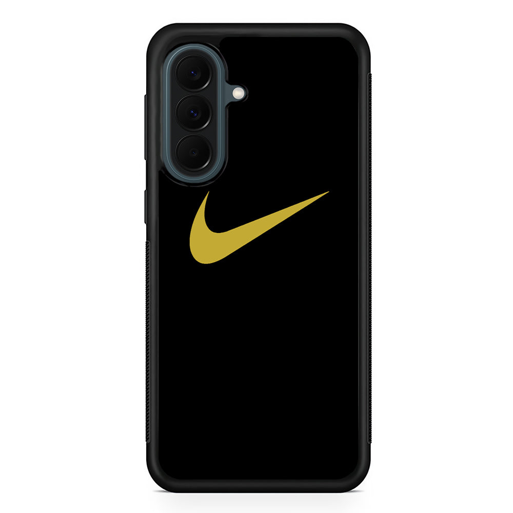 Nike Gold Logo Black Samsung Galaxy A37 Case | Samsung Galaxy A37 Rubber Phone Case