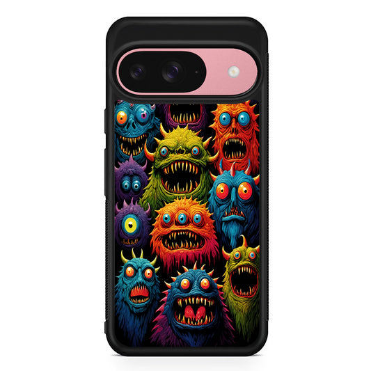 Colorful Scary Monster Doodle Google Pixel 9 Case | Google Pixel 9 Protective Rubber Case