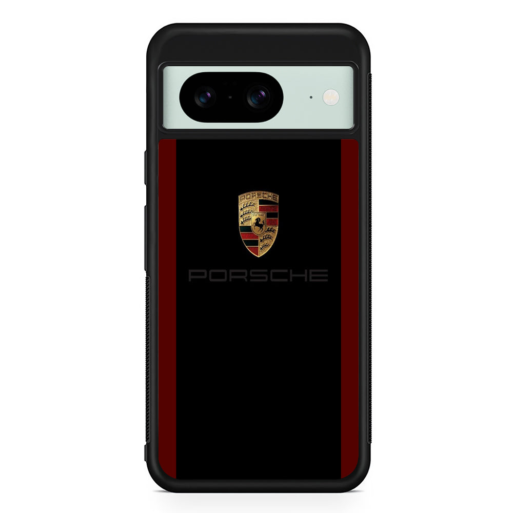 Porsche Logo Stripe Maroon Google Pixel 8 Case | Slim Rubber Case for Google Pixel 8