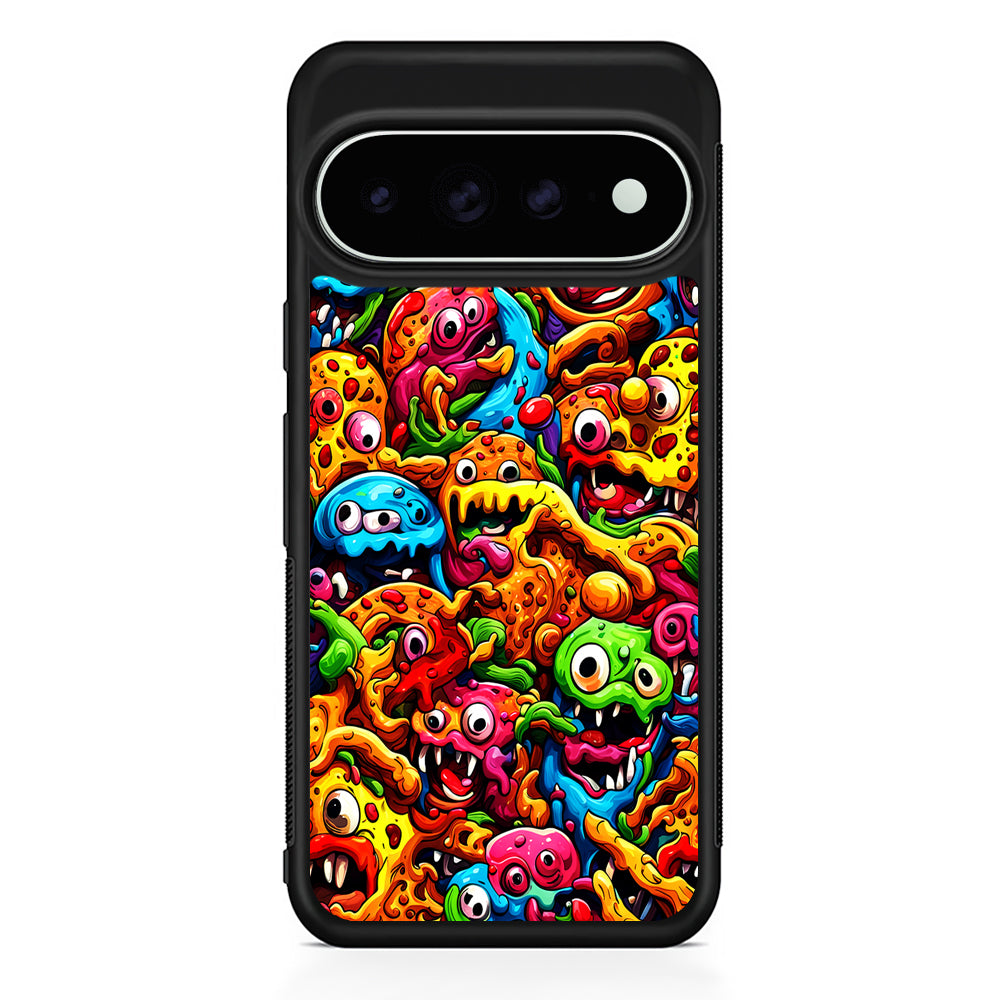 Colorful Monster Doodle Pizza Google Pixel 11 Pro XL Case - Custom Design Protective Case