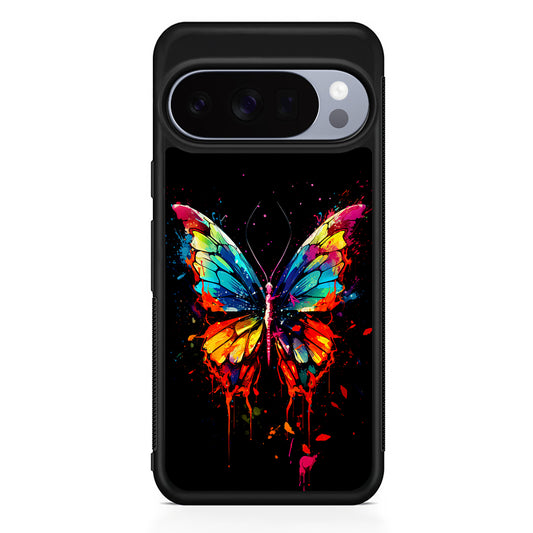 Colorful Butterfly Painting on Black Google Pixel 10 Pro Case | Slim Google Pixel 10 Pro Rubber Case
