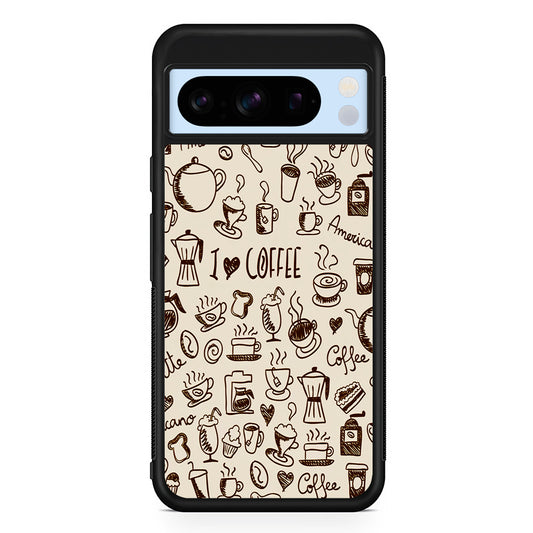 CoffeeTime Doodle Google Pixel 8 Pro Case | Slim Rubber Case for Google Pixel 8 Pro